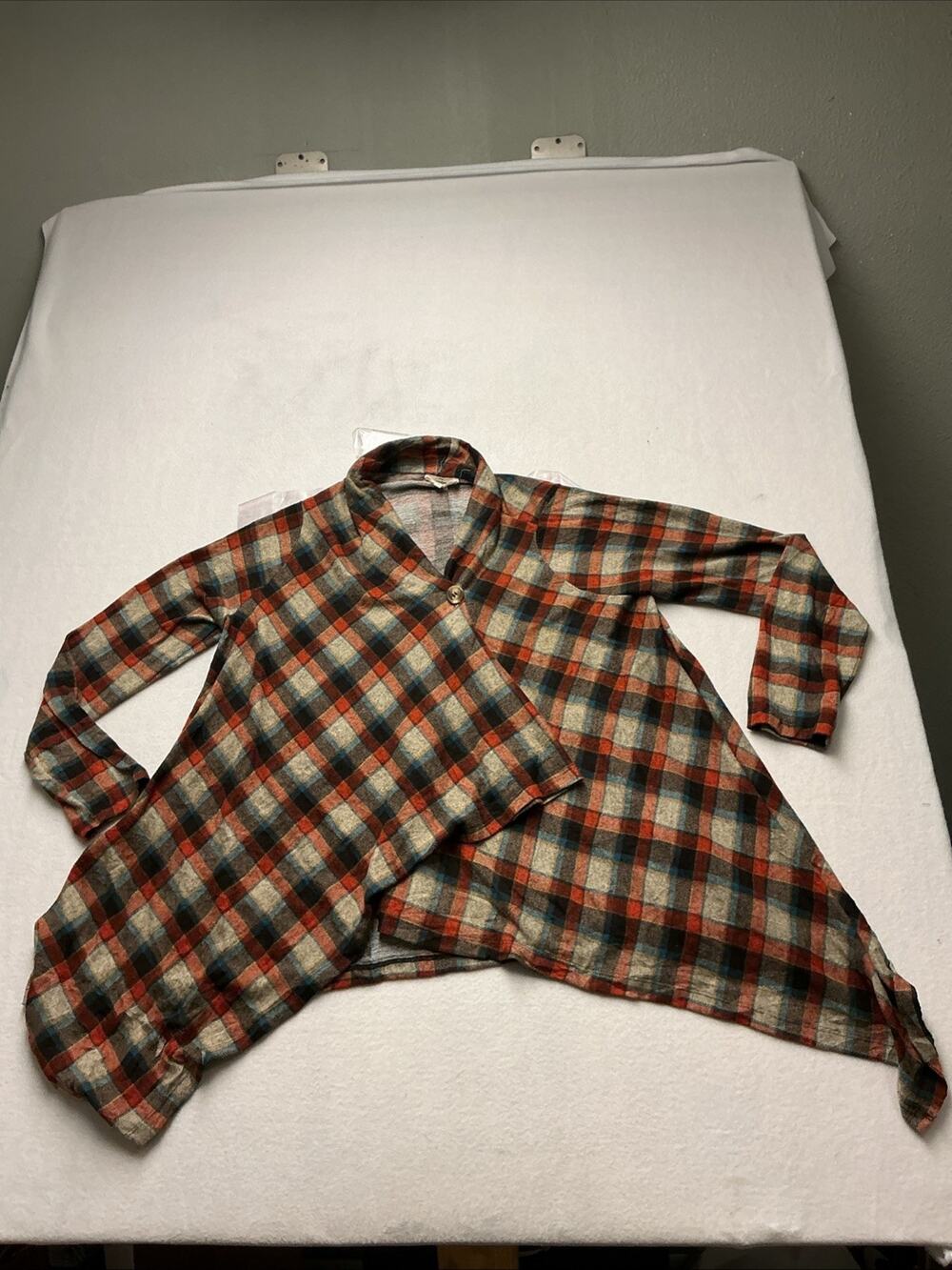 ENTRO DRAPE FRONT Long Sleeve Lightweight Flannel Top,Jacket Women's Sz M, 4390